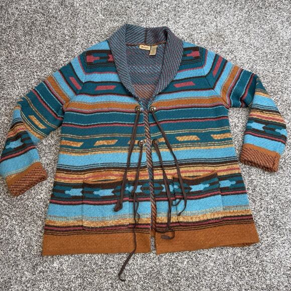 Womens Wrangler Western‎ Cardigan Knitted Sweater Size XXL Fringe Aztec Cowgirl - Picture 1 of 8